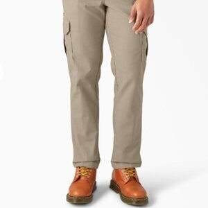 Dickies Flex Mens Straight Leg Regular Fit Cargo Light Brown Pants size 32 x 32